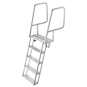 Mtxtsfssfls57omvq001 Uimoso 5-step Aluminum Flip-up Dock Ladder For Pontoon Durable And Angled Design