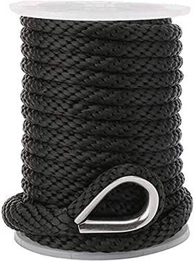 Us Ropes 637897523062 Usr Rope Solid Braid Mfp Anchor Line 3/8 Inch X 100ft Black Boat