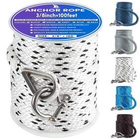 Veithi 727238798232 Premium Anchor Rope 100 Ft X 3/8 Inch Solid Braid Mfp Line Boat M