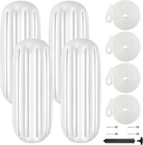 Ft-010 Veithi Boat Fenders 4 Pack Hole Through Middle Vinyl Bumpers 8 X 20 Inch White