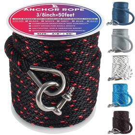 Ms-jgd-001 Veithi Premium Anchor Rope 50 Ft X 3/8 Inch Solid Braid Mfp Line Boat M