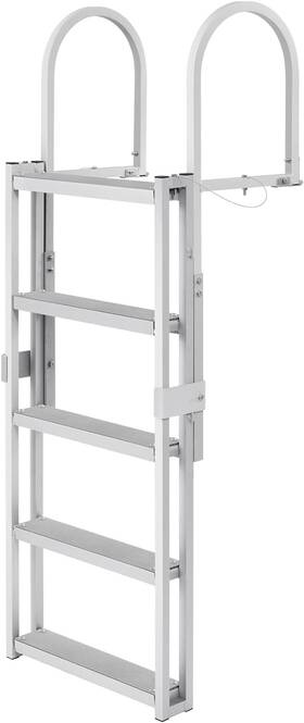Retractable-5 Vevor 197988061953 Retractable Dock Ladder 5 Steps Aluminum Step Silver
