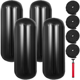 Dgl62 Vevor 4 Ribbed Boat Fenders 10inchx28inch Black Center Hole Bumpers Mooring Protection