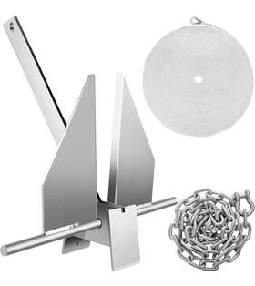 Cmdtj8.5lbufiqrww Vevor Boat Anchor Kit Fluke Style 8.5 Lb Galvanized Steel For 15-24ft