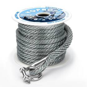 Vqprops 767248653367 Anchor Line 3/8 Inch 50ft. Grey Double Braided Nylon Mfp Boat Rope Wi
