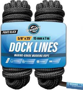 Wrxdl58x25blk Wavesrx 2pk Tr Ob Inch Open Box Dock Line 5/8ftft X 25ft - Black