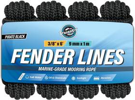Wrxfl38x6b Wavesrx 4pk Tr Fender Line 3/8 Inch X6ft - Black