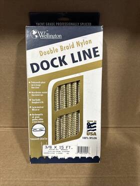 Wellington 079085152508 Double Braided Nylon Dock Line 3/8 Inch X 15 Ft New Gold Usa