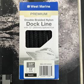 20143434 West Marine Double Braided Dock Line - 3/8 Inch X 15 Black