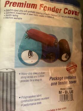West Marine 287360 Premium Fender Cover Medium Blue 8-8-1/2 X 20-27 Inch Free Ship