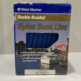 4053-16-00025 West Marine New- 20143574 Premium Double Braided Nylon Dock Line - 25 Ft Blue