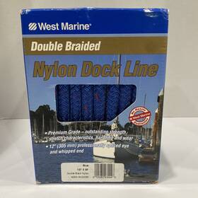 4053-16-00035 West Marine Double Braided Nylon Dock Line 1/2 Inch X 35 Blue