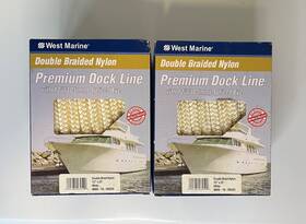 40601600025 West Marine 2 Premium Double Braided Nylon Dock Line White 1/2 Inch Dia X 25ft Length