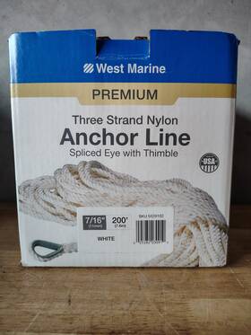 C8560-14-00200 West Marine Premium Three Strand Nylon Anchor Line 7/16 Inch 200ft