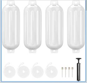Fba18t9j2hz5 Xgeek Twin Eyes Ribbed Boat Fenders 4 Pack Bumpers With Lines And Pump 4.5 Dia. X 15 Inch L