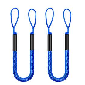 Line-2x-blue Xuanniao 2 Pcs Boat Bungee Dock Lines 4 Feet Mooring Rope For Docking Stretches To 6