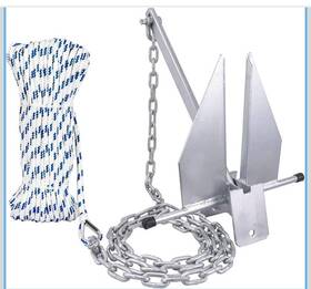 Dac069 Young Marine 10 Lb Boat Anchor Kit Galvanized Fluke With Chain And 50 Rope