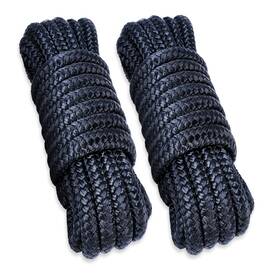 Young Marine Ndl38-15 3/8 Inch X 15ft Double Braided Nylon Dock Lines Navy Blue 12 Eye 2pc