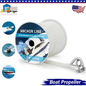 Yp-25062005a Young Props 3/8 Inch X 150ft Anchor Rope Braided Line Solid Braid Mfp Boat White