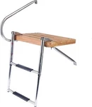 Amarine Made 2 Steps Stainless Ladder Boat Out-board Swim Teak Platform. Fixed Price $130.99.