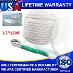 1/2"X200' Twisted Three Strand White Nylon Anchor Rope Braided Boat With Thimble. Fixed Price $43.99.