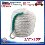 6250LBS 1/2"X100' Twisted 3 Strand Anchor Rope W/thimble Rigging Line For Boat. Fixed Price $29.99.