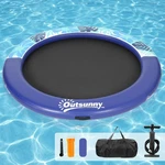 8FT Inflatable Water Hammock Floating Ring Dock Platform, Blue. Fixed Price $185.99.