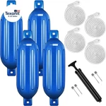 Vinyl Ribbed Boat Fenders 4 Pack, Bumpers With Ropes, Needles, And Pump To. Fixed Price $184.14.