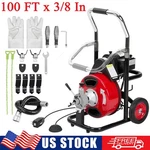 100FTX3/8IN Electric Drain Cleaner Machine Auto Feed Snake Auger For 1"-4" Pipes. Fixed Price $332.38.