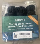 Greenever Marine Grade Double Braided Nylon Dock Lines Pack New 15 Ft 3/8". Fixed Price $15.00.