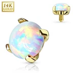 14K Solid Yellow Gold Prong Set Opal Stone Micro Dermal Anchor 14G. Fixed Price $59.95.