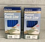 (2) West Marine Premium Dock Line Blue 3/8" X 25' W/ 12" Spliced Eye Nib. Fixed Price $37.95.