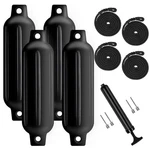 Turmaster Boat Fenders Pack 4.5'' X16'', Ribbed Twin Eyes 4.5", Black. Fixed Price $64.17.