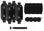Rockville FEN410-BLACK Boat Fender Package Bumpers 10"X30", Covers, Lines. Fixed Price $184.95.