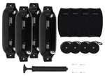 Rockville FEN485-BLACK Boat Fender Package Bumpers 8.5"X27", Covers, Lines. Fixed Price $129.95.