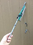 Trot Fishing Line Rig Outfit Home Made Vintage 30" Pole Brass Snaps Cord Bungee. Fixed Price $16.49.