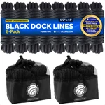 Five Oceans 8-PACK 1/2" X 15' Boat Dock Lines, Black Double Braided Nylon, Marin. Fixed Price $78.22.
