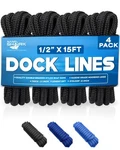 Sandshark Premium 15FT 1/2IN Dock Lines 4 Pack, Quality Double-braided Nylon .... Fixed Price $71.51.