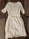 Charter Club Ivory Lace Belted A-line Dress Pl Boat Neck Half Sleeve Petite. Fixed Price $45.00.