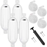 Boat Fenders Pack 6.5 X 24 Vinyl Ribbed White Bumpers Vivohome Ropes Needles. Fixed Price $154.99.