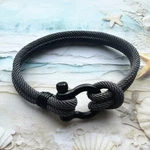 Unisex Handmade Stainless Steel Anchor Shackle Nylon Rope Bracelet 8 Inches. Fixed Price $9.89.