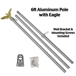 (2 Pack) 6 Ft Flag Pole Gold Eagle Top Wall Mount Bracket - Silver Aluminum. Fixed Price $29.88.