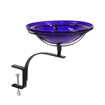 12" Cobalt Blue Crackle Birdbath- Rail Mount Bracket. Fixed Price $102.66.