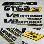 Trunk Emblem Badge Carbon Fiber Metal Yellow Set Gt 63S V8 Biturbo 4 Matic+. Fixed Price $450.00.
