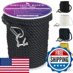 Veithi Boat Anchor Rope 150 Ft X 1/2 Inch Black 3 Strand Line Marine. Fixed Price $116.21.
