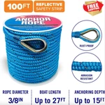 Marine Anchor Rope Nylon Braided Line 3/8 Reflective Strip Night Boating. Fixed Price $72.88.