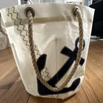 Sea Bags White Navy Anchor Applique Rope Handle Beverage Tote Eco Friendly. Fixed Price $40.00.