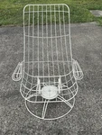 Vintage Mid Century Modern Homecrest White Wire Swivel Patio Rocker Lounge Chair. Fixed Price $420.00.