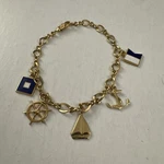 Gold Tone Unmarked Signal Flags Anchor Boat Bracelet 5 Charms LF6. Fixed Price $22.00.
