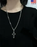 Women Stainless Steel Chain Necklace Dark Gothic Hollow Cross Pendant 2045. Fixed Price $6.99.
